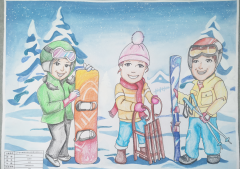 “红动辽宁·赋彩家乡”乡村儿童主题公益画展——滑雪的快乐