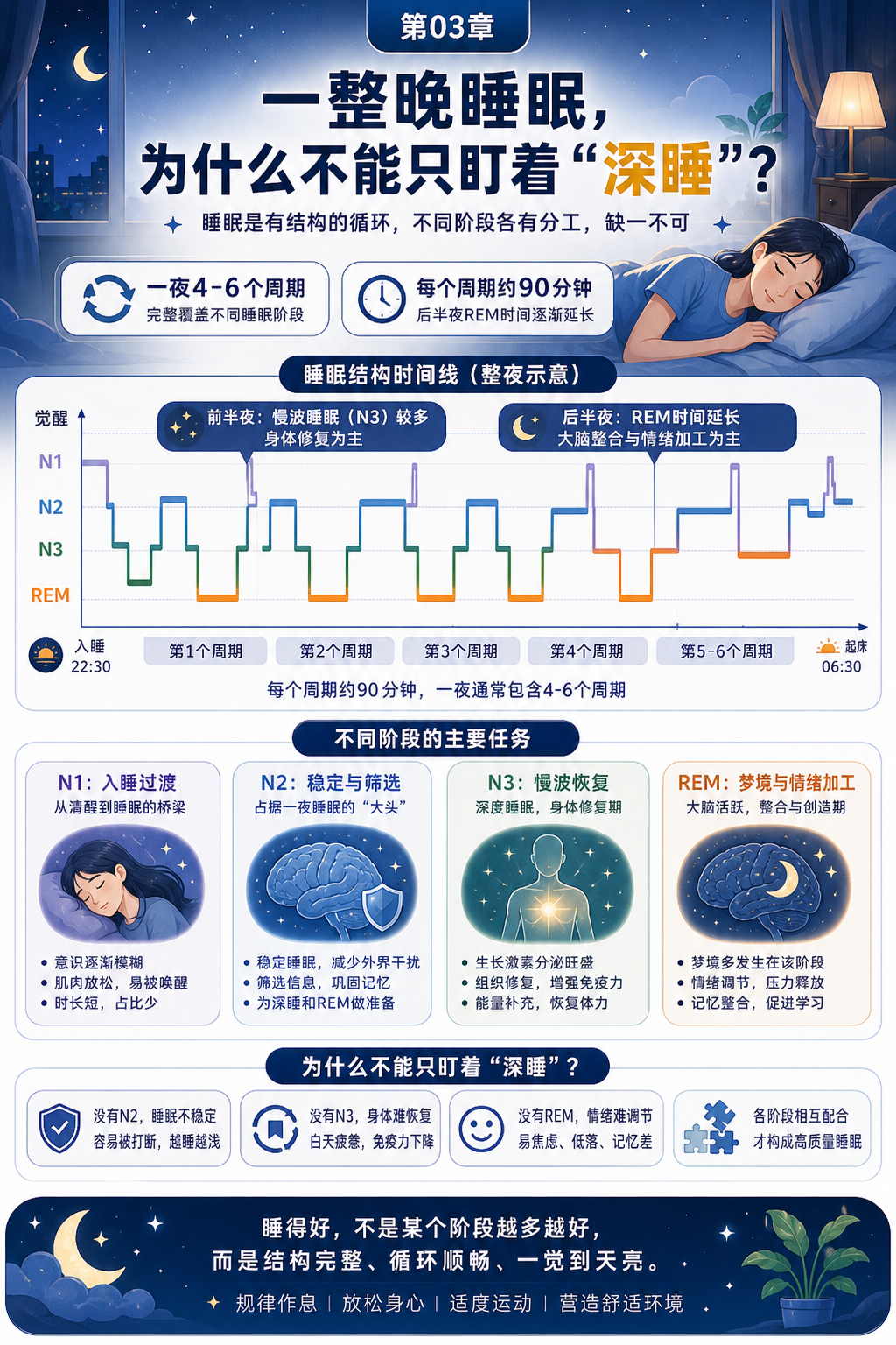 一整晚睡眠,为什么不能只盯着“深睡”?